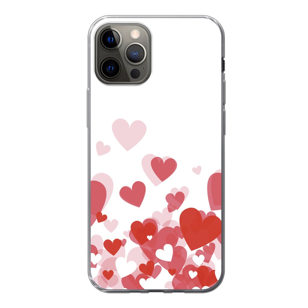 MuchoWow Handyhülle Schutzhülle Hülle für iPhone 12 Pro Eine Illustration eines Regens der Herzen Silikon Softcase Handy Hülle - Abdeckung