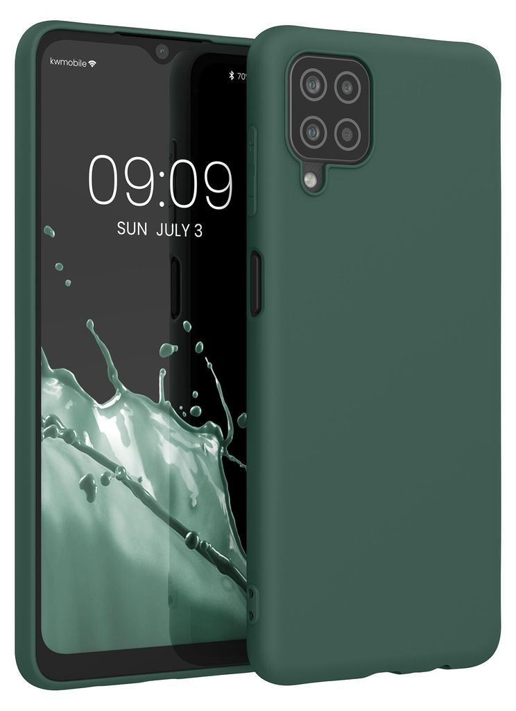 kwmobile Handyhülle für Samsung Galaxy A12 Hülle - TPU Case - Kabelloses Laden - Schutzhülle Cover in Tannengrün