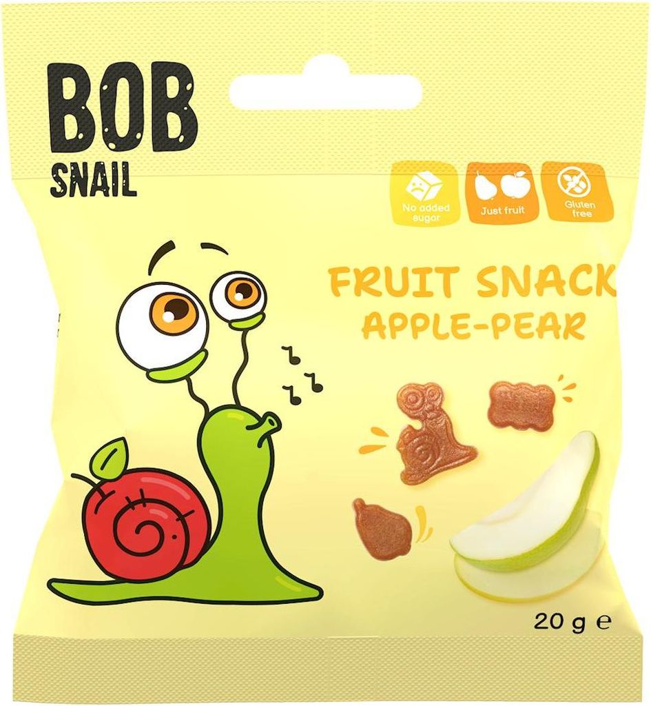 ŻELKI JABŁKO - GRUSZKA BEZ ŻELATYNY BEZGLUTENOWE 20 g - BOB SNAIL
