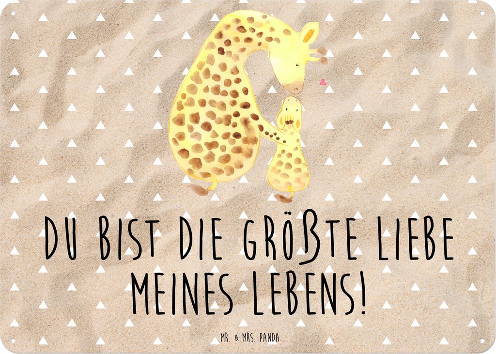Mr. & Mrs. Panda tafel Giraffe Kind DIN A3 - Sandig - Geschenk, Wandbild, Schild, Afrika, Retro Blechschild, Tochter, Mutter, Türschild, Sohn, Mam...