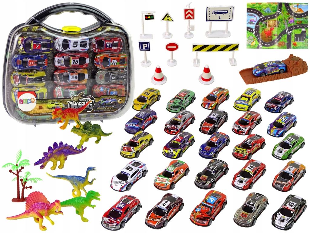 Sportwagen Set Resorcs Dinosaurier Zubehör Straßenschilder Koffer