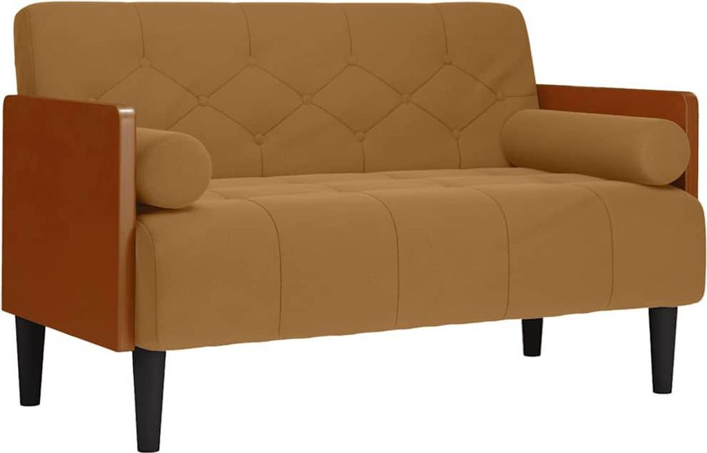 vidaXL Zweisitzer-Sofa mit Nackenrollen Braun 110 cm Samt