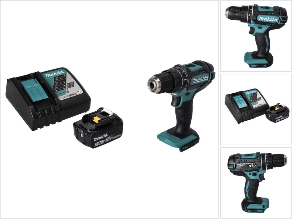 Makita DHP 482 RF1 Akku Schlagbohrschrauber 18 V 62 Nm + 1x Akku 3,0 Ah + Ladegerät