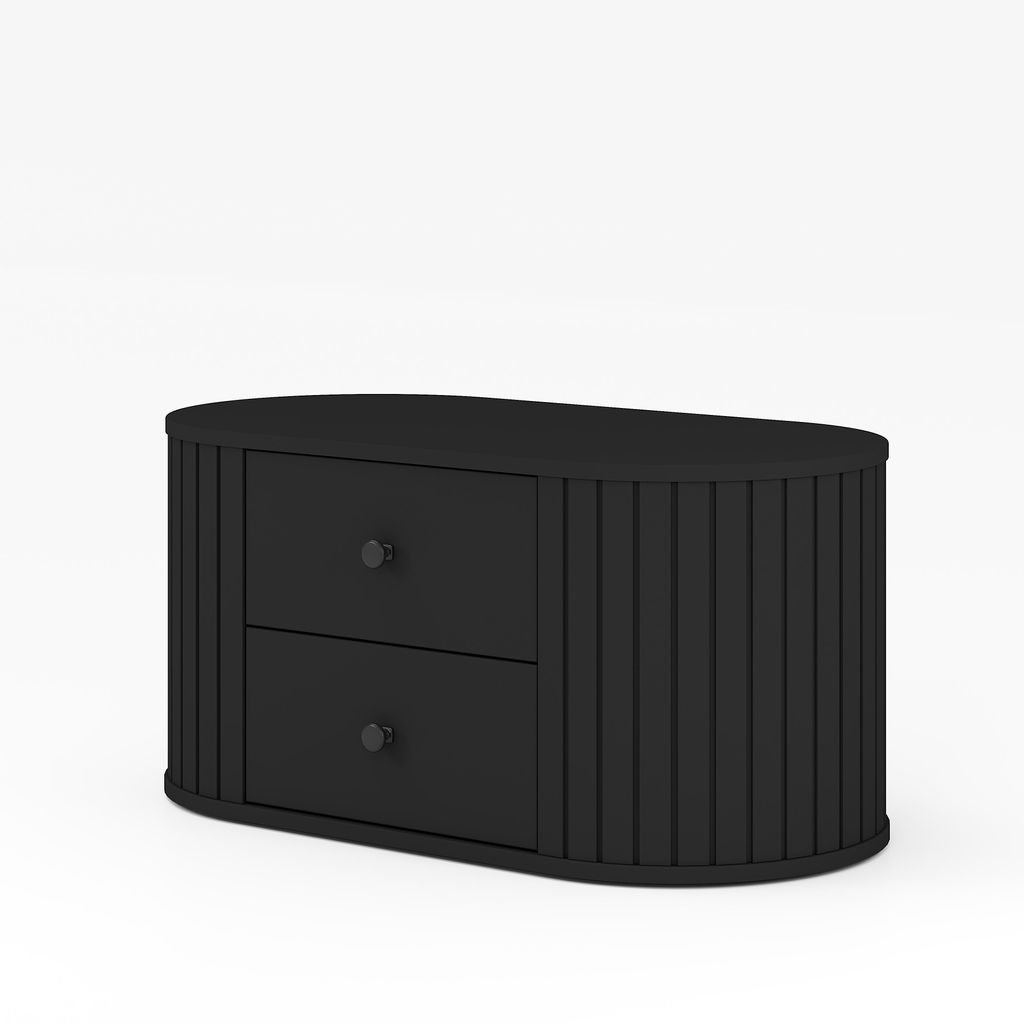 Waschtischunterschrank Ocean mit 2 Schubladen, Schwarz, hängend, Breite 95 cm, Soft-Close System, Oberfläche Anti-Fingerprint Folie.