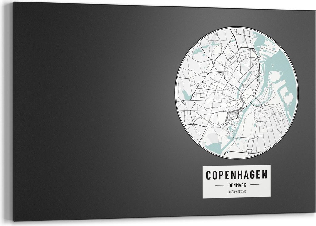 DEQORI Kreidetafel 90x60 cm 'Stadtplan Copenhagen' Tafel Wandtafel Schreibtafel