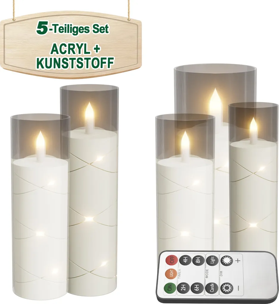 Bougies sans Flamme à LED en Verre Synthétique avec Minuterie Intégrée