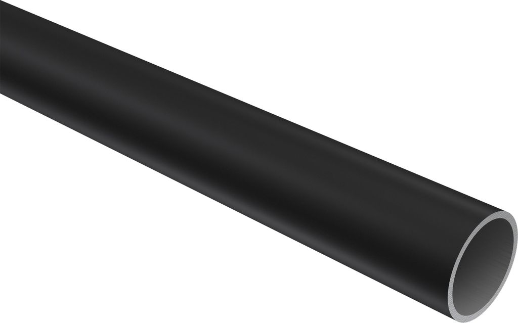 Interdeco Gardinenstange / Vorhangstange Schwarz, Typ Simpa Lily (Lilie), 16 mm Ø 1-läufig, 160 cm