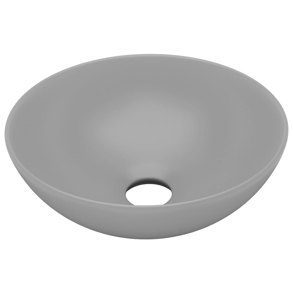 vidaXL Lavabo in Vetroceramica grigio chiaro rotondo Immagine del prodotto 