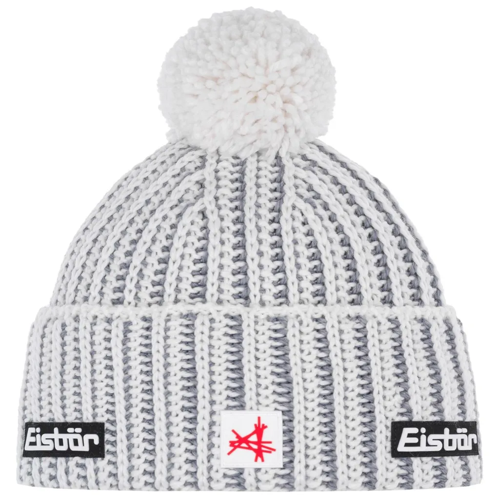 Bonnet de ski blanc à pompon Eisbär Ronda - Bonnet en maille pour adulte