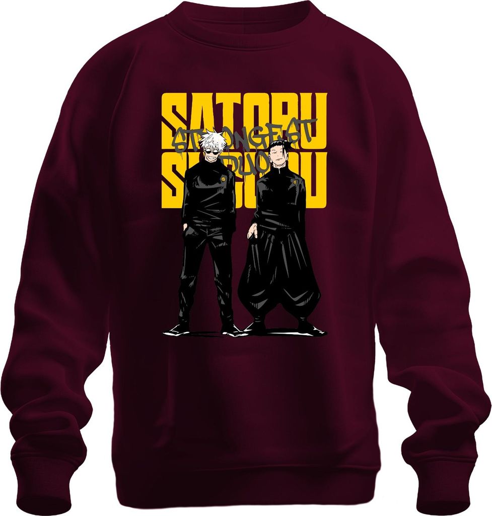 Satoru Gojo Geto Strongest Duo Jujutsu Kaisen Anime Ästhetik Japan Y2K Uni Sweatshirt Pullover, Burgundy, L