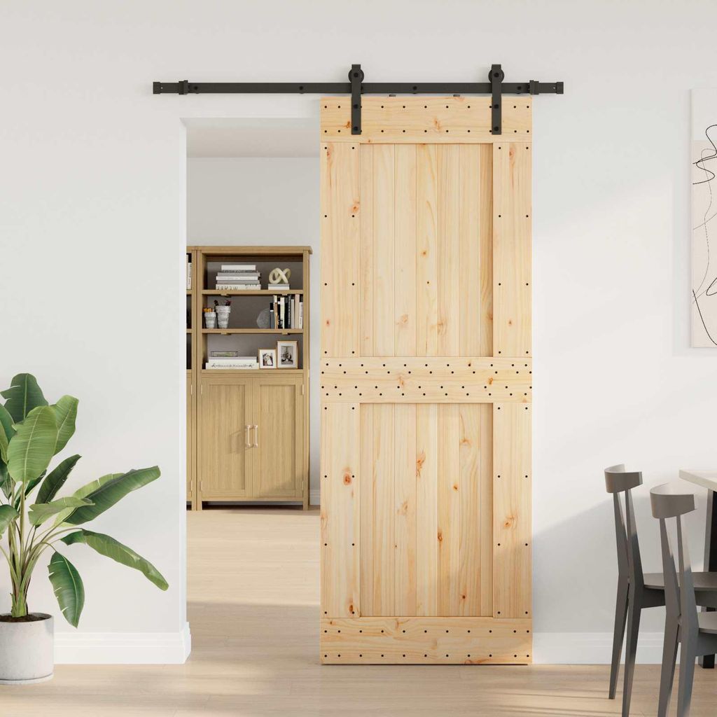 Möbel Schiebetür NARVIK Natürlich und Schwarz 85 x 210 cm (152,5 cm)Zimmertüren - Zimmertüren c6141