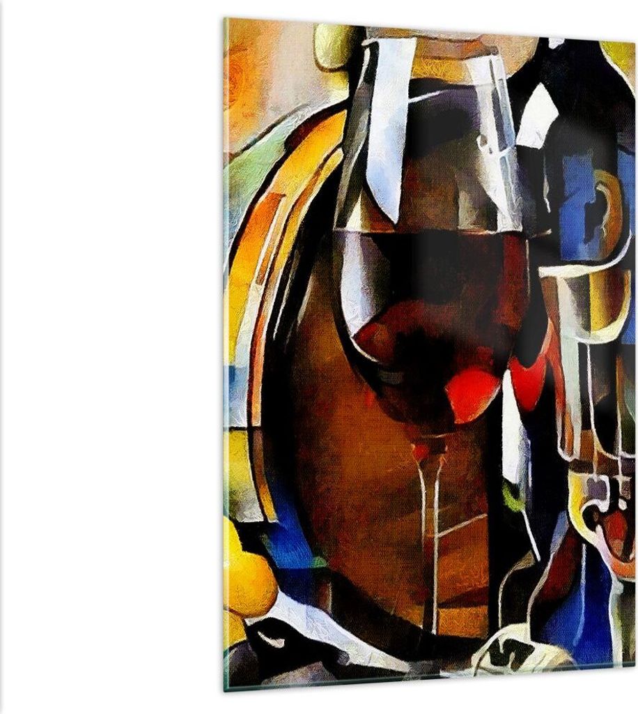 Bilder auf glas - Einteilig - Wein Abstraktion - 80x120cm - Glasbilder - Wandbilder - Bilder - zum Aufhängen bereit - Wanddekoration aus Glas - Gl...