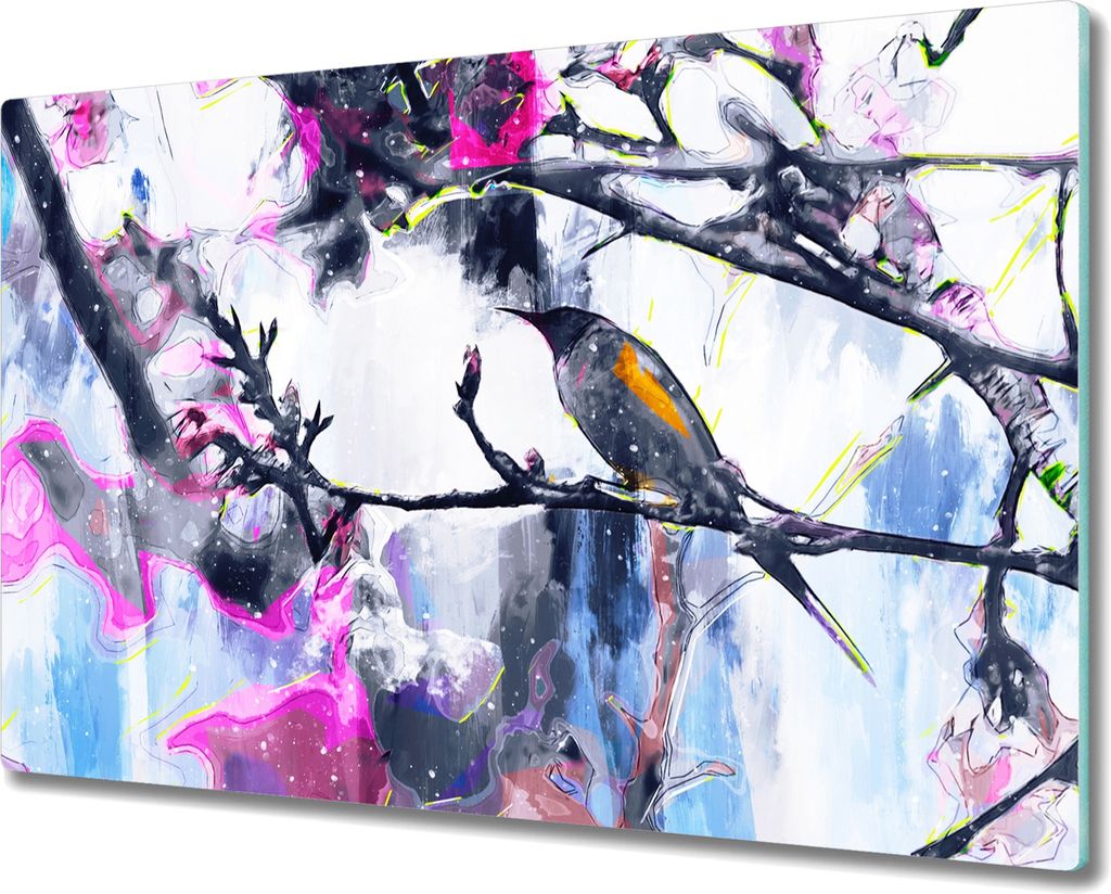 Coloray Hackbrett Küchenbrett Kochplattenabdeckung Schneidebrett Herdabdeckplatte 80x52 cm - Tier Vogel