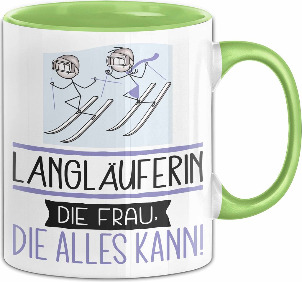 Langläuferin Geschenk Tasse Becher Die Frau Die Allen Kann Geschenkidee für eine Langläuferin Lustig (Grün)