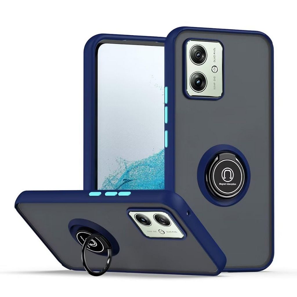 Für Motorola Moto G54 Shadow Design TPU + PC Schutz Hülle Tasche Case Schutzhülle Dunkelblau / Hellblau