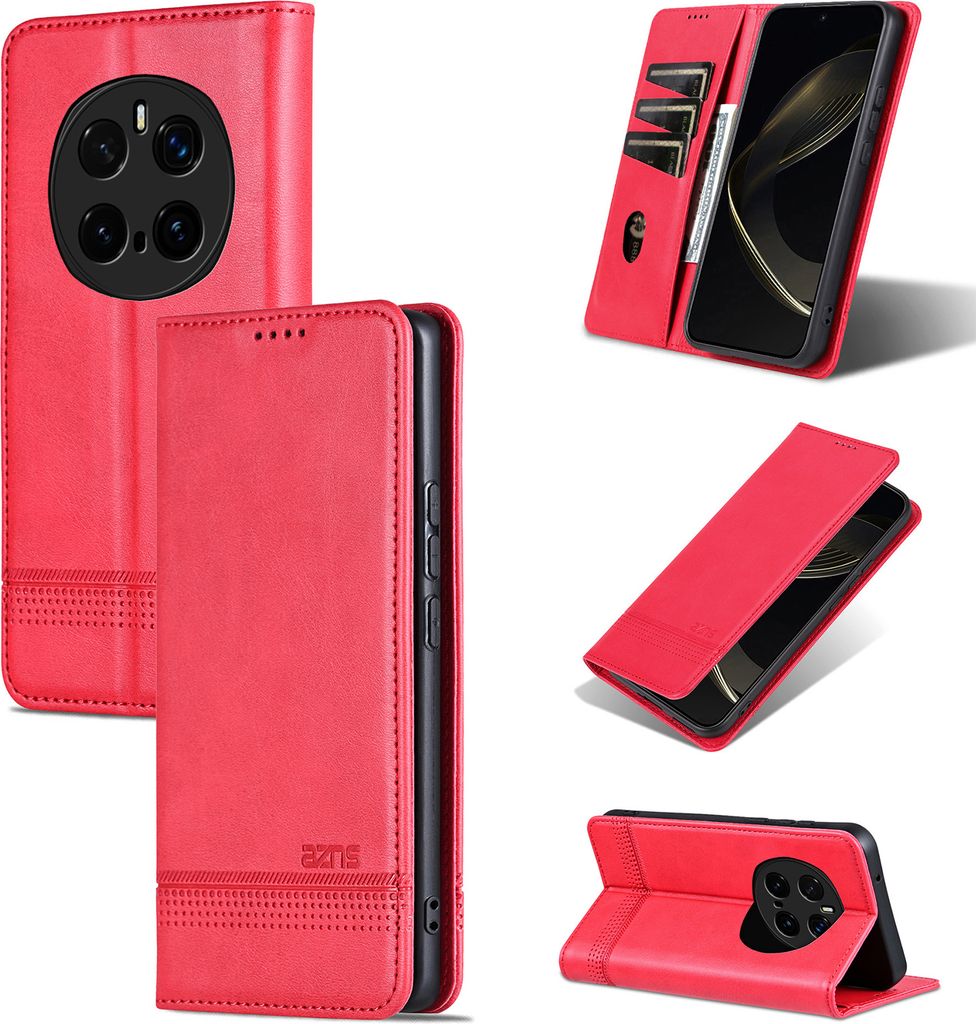 Leder Hülle für Honor Magic7 Pro, Klapphüllen Brieftasche Magnetverschluss Ständer Schutzhülle Rosa