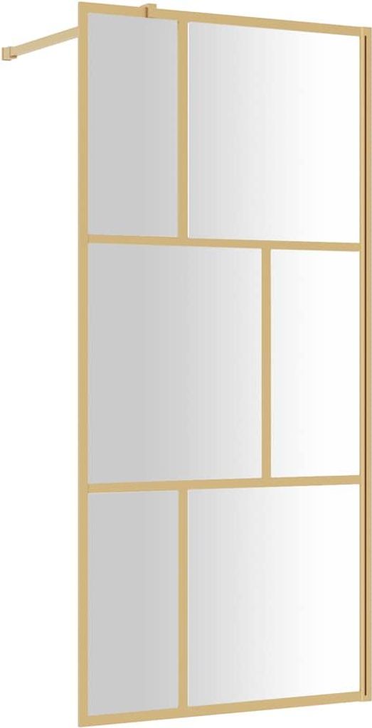 vidaXL Duschwand für Begehbare Dusche mit ESG Klarglas Golden 80x195cm