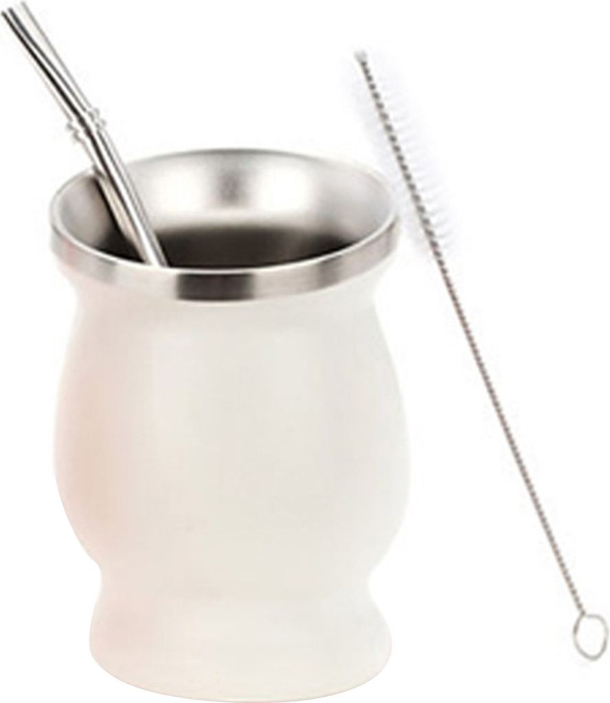 Yerba Mate Tassen-Set, doppelwandige Tasse aus Edelstahl in Kürbisform mit Bombilla-Teetassen-Reinigungsbürste, Antioxidationsmittelreiches Energ...