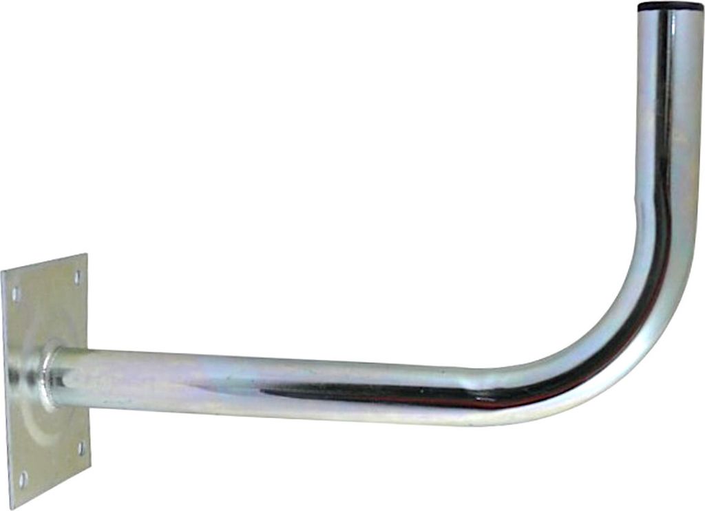 A metal bracket for mounting a satellite dish.