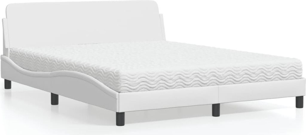 "Rabatt" Bettrahmen Hohe Qualität, Bettgestell moderne, mit Matratze, "Dover" Weiß 160x200 cm Kunstleder - Klassische Betten CC9212