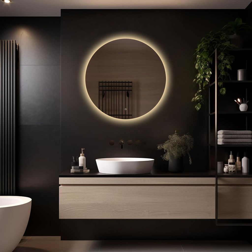 LoXa – Miroir de salle de bain rond Lena avec LED 80 cm – Image du produit 