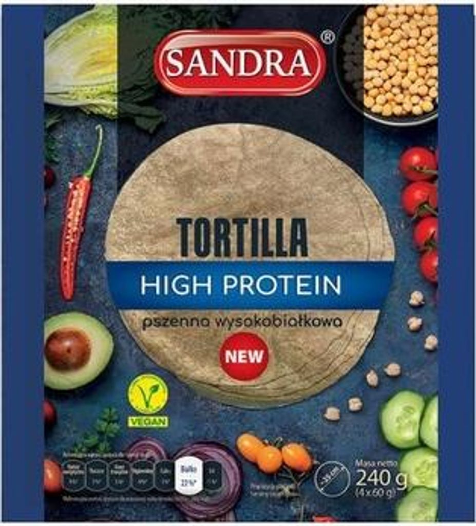 Tortilla pszenna o smaku szpinakowym SANDRA 25cm (4szt) Zdjęcie produktu 