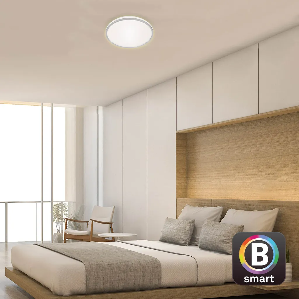 Plafonnier LED circulaire CCT intensité variable en chrome mat 33cm - 10