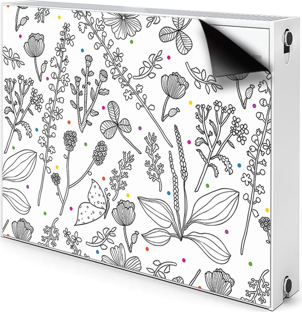 Magnet Heizkörper-Abdeckung Verkleidung Abdeckung Heizkörperabdeckung 80x60 cm - Blumen und Punkte