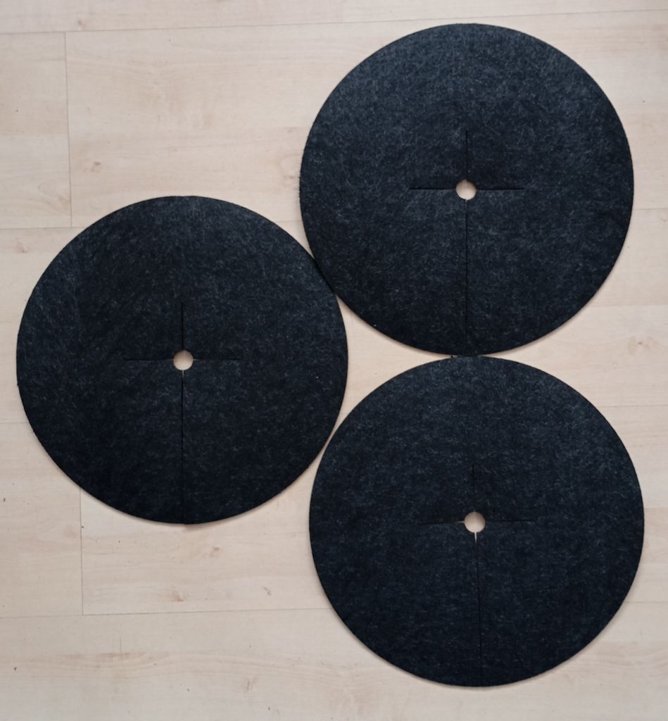 Set von Anti-Unkraut-Scheiben 3 Stück Mulchen Graphit fi 33 cm
