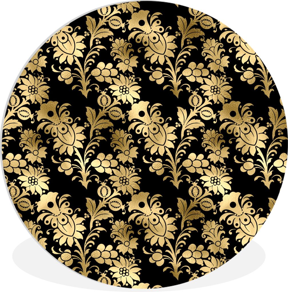 MuchoWow Rundes Wandbild - Runde Bilder Muster - Blumen - Barock Ø 60 cm Kreis Wanddekoration Kunststoff - Wandkreis - Wandschmuck - Wand Kreis ...