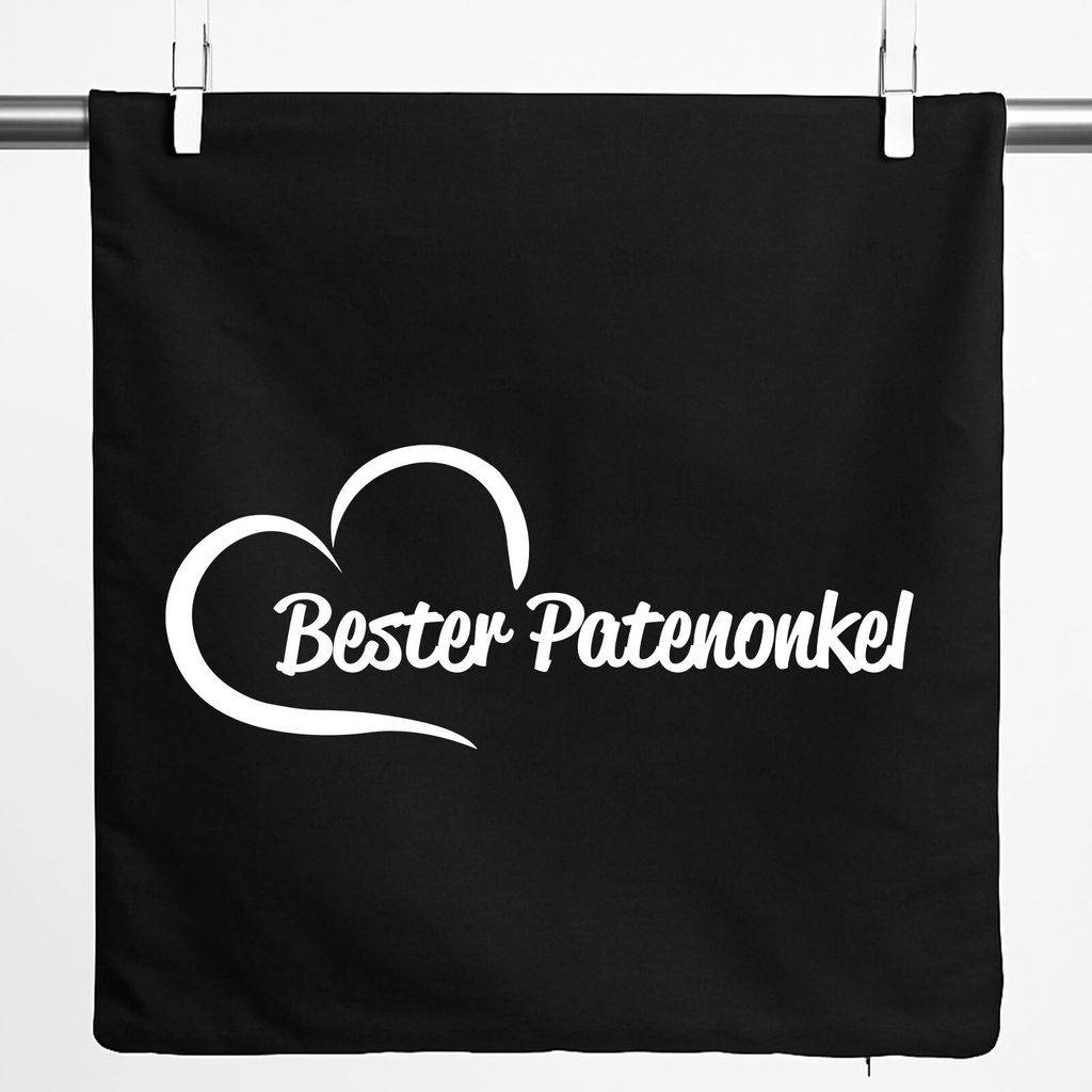 Huuraa Kissenbezug Bester Patenonkel Herz 40x40cm Black Baumwolle Dekokissenbezug Geschenkidee