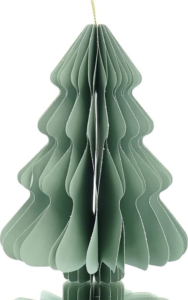 Kaemingk Weihnachtsanhänger Tannenbaum Mintgrün Glitter & Aufhänger 14,5 cm - Papier