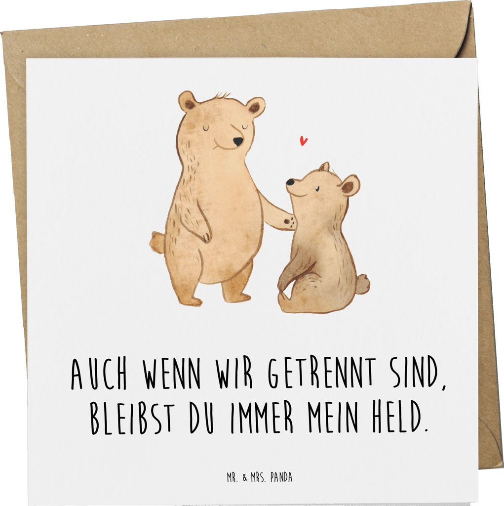 Mr. & Mrs. Panda Deluxe Karte Trennung von den Eltern Held - Weiß - Geschenk, Klappkarte, respektvolle Erinnerung, Vertrauem, Zuversicht, Grußkar...