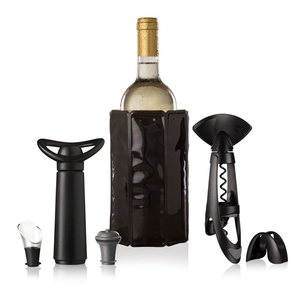 Vacu Vin Geschenkset Wein Original Plus 6-tlg., Kühler, Flaschenöffner, Folienschneider, Ausgießer, Weinpumpe, Verschluss, Kunststoff, Edelstahl...
