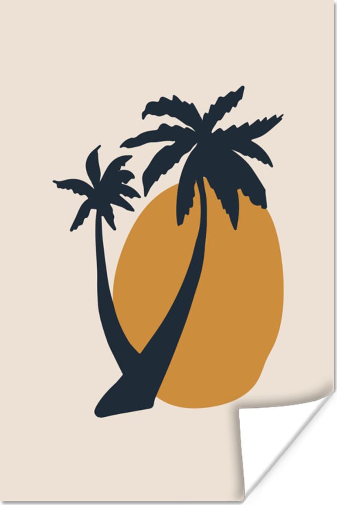 MuchoWow Poster Palme - Sonne - Pastell 60x90 cm - Wanddekoration