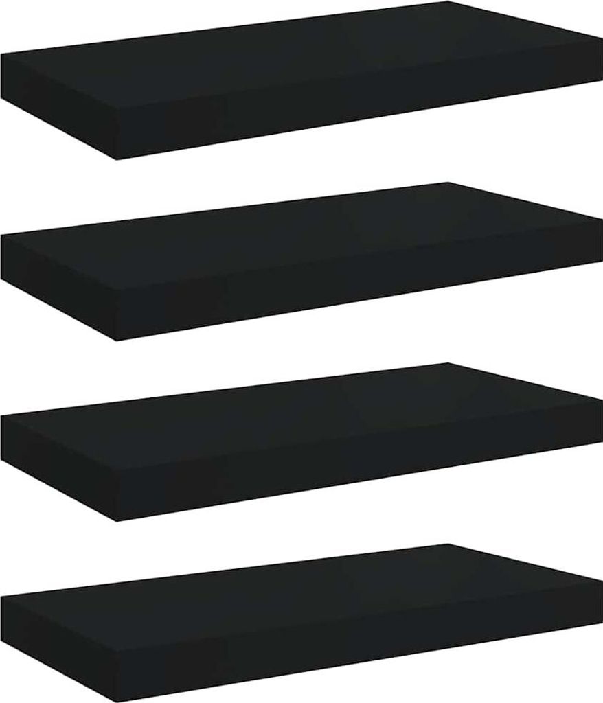 vidaXL Schweberegale 4 Stk. Schwarz 50x23x3,8 cm MDF Produktbild 