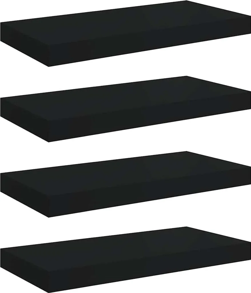 vidaXL Mensole sospese 4 pezzi nero 50x23x3,8 cm MDF