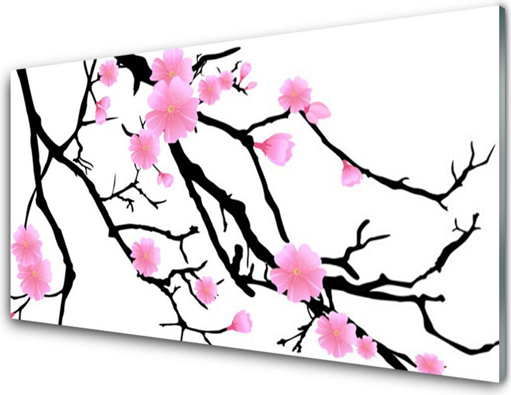 Acrylglasbilder 100x50 Wandbild Druck Zweige Blumen Kunst Produktbild 