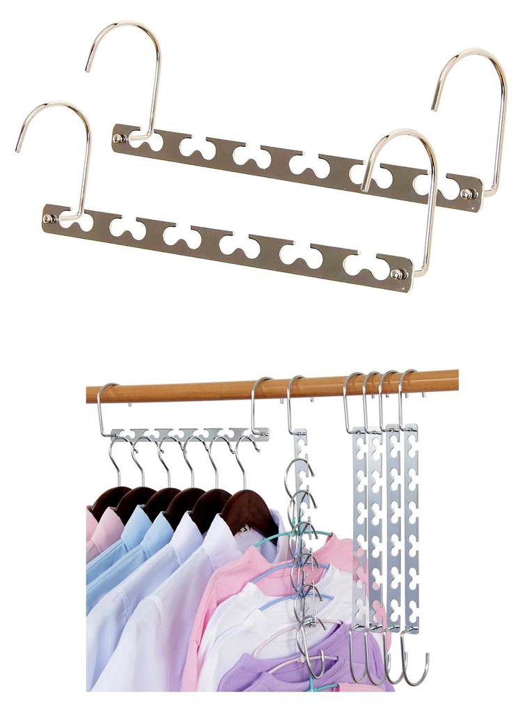 2 Stück Platzsparende Kleiderbügel, 26CM Mehrfach Kleiderbügel Verbindungshaken für Hosen, Schwere Kleider, Hemden