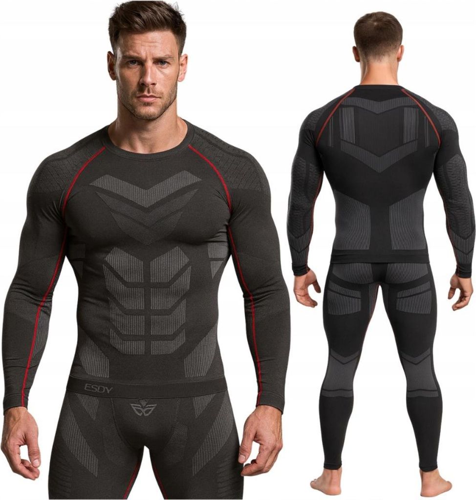 Thermoaktive Unterwäsche - Set - Thermokleidung für Herren - Set Sweatshirt und Hose - Grau - Größe L