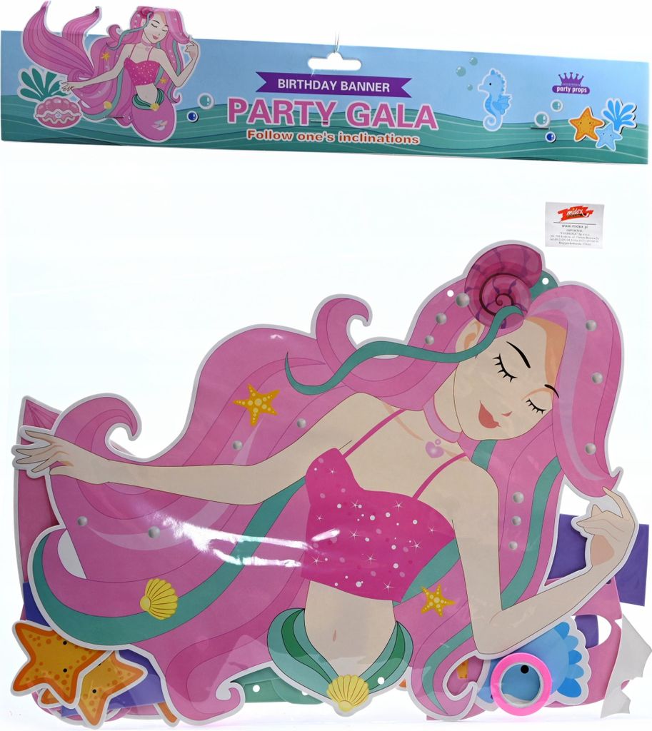 Meerjungfrau Girlande 200cm - Happy Birthday Banner Unterwasser Party Deko Mädchen