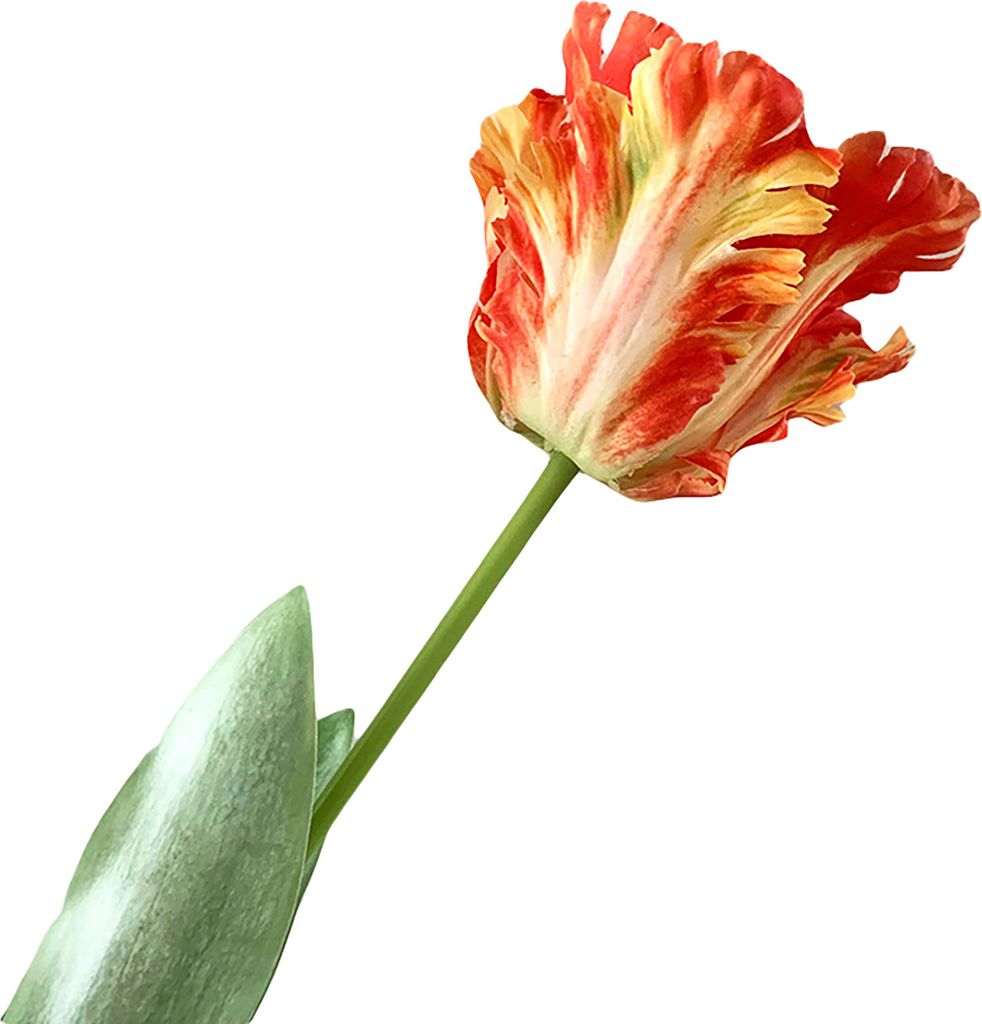 1pc künstliche Blume Lebendige dekorative 68 cm 3d Papagei Tulpe Real Touch Fake Flower Decor für Zuhause-Dunkelorange