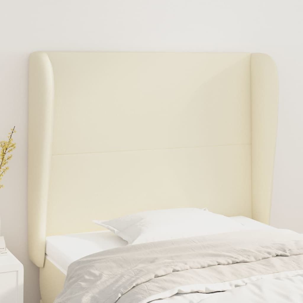 The Living Store Kopfteil mit Ohren Creme 93x23x118/128 cm Kunstleder