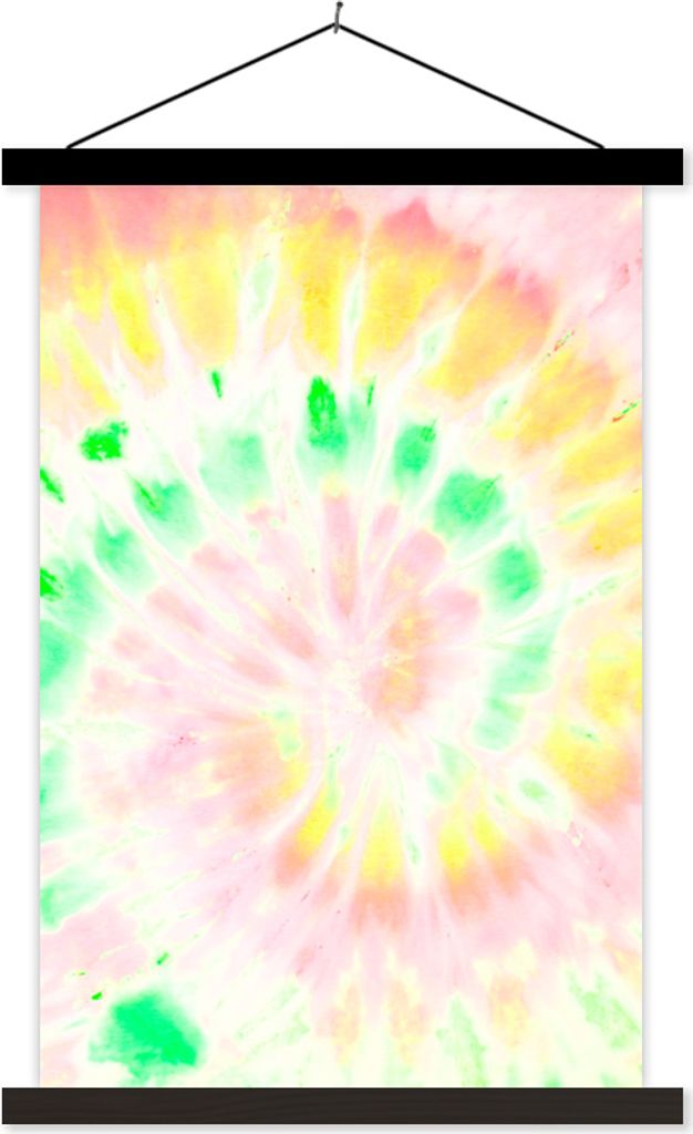 MuchoWow Textilposter Sommer - Krawattenfärbung - Rosa 120x180 cm mit schwarzem Rahmen - Fotos