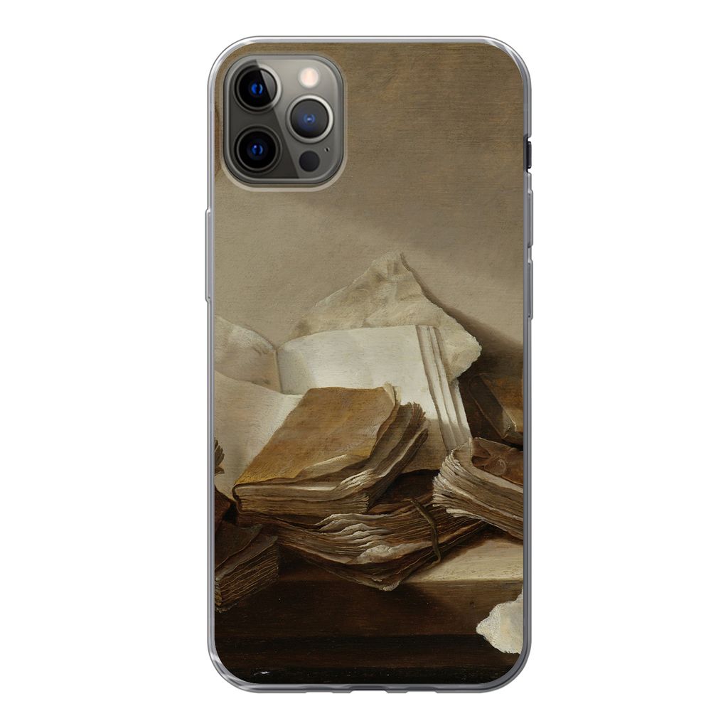 MuchoWow Handyhülle Schutzhülle Hülle für iPhone 13 Pro Max Stilleben mit Büchern - Gemälde von Jan Davidsz. de Heem Silikon Softcase Handy...