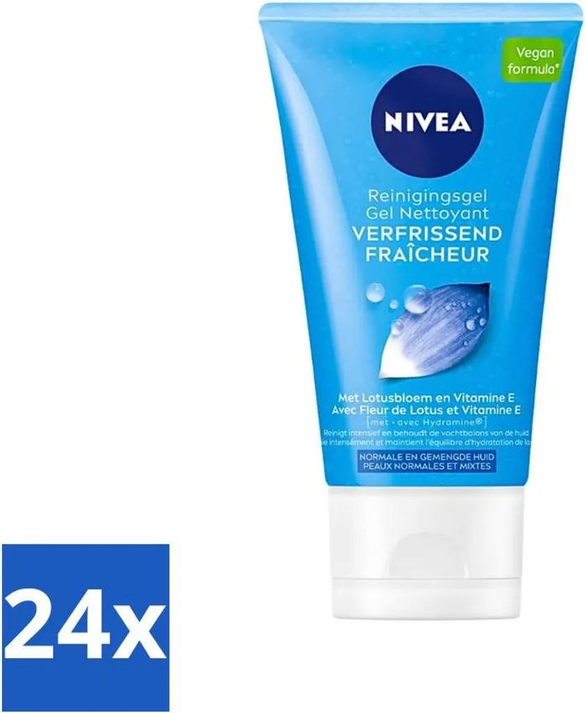 NIVEA Gel Nettoyant Purifiant Vitamine C E Peau Normale 150ml Lot de 24