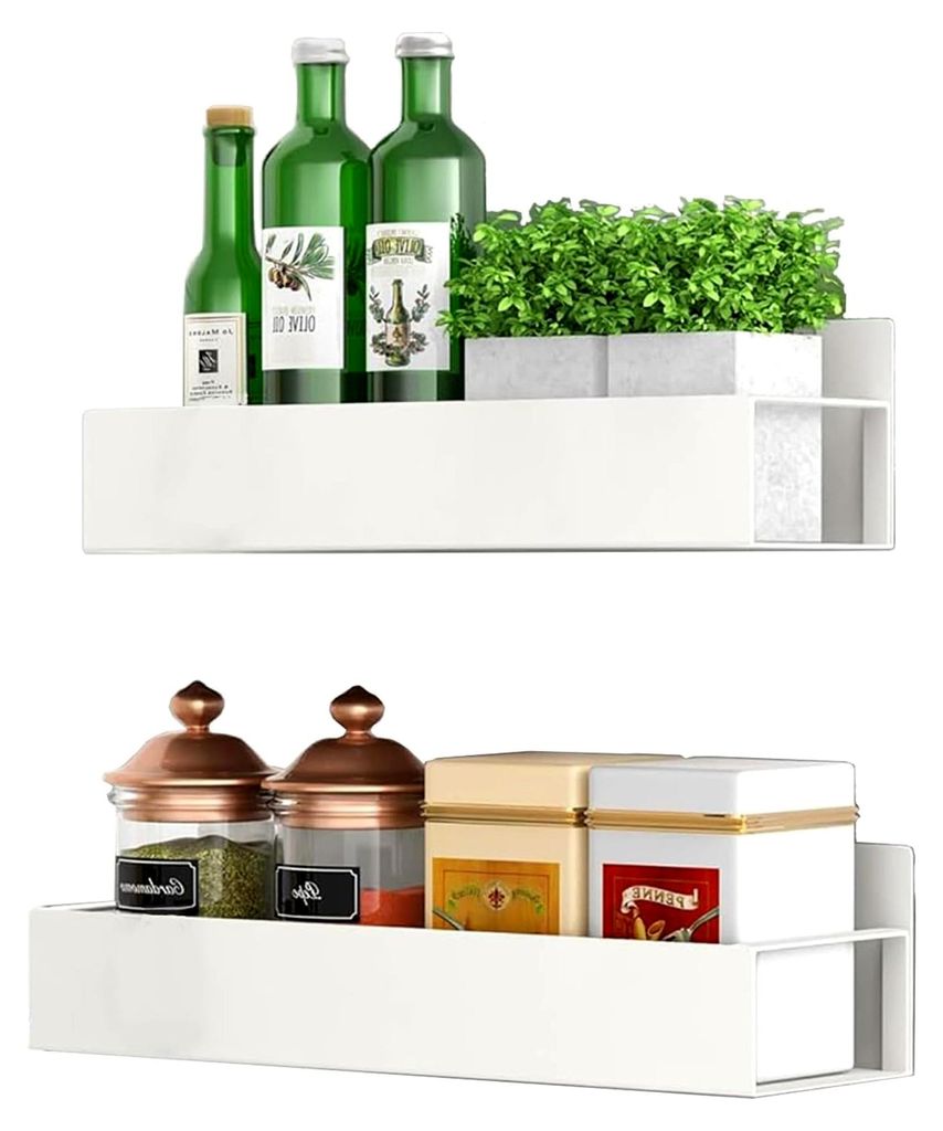Magnetische Ablage für Kühlschrank, 2 Stück Gewürzregal, Hängeregal für Küchenorganisation (Weiß)