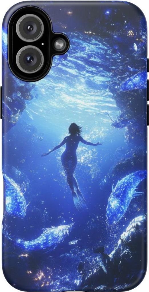 Leuchtende Fische und Schwimmer in der Tiefe – Hülle Kompatibel mit iPhone 16 Plus