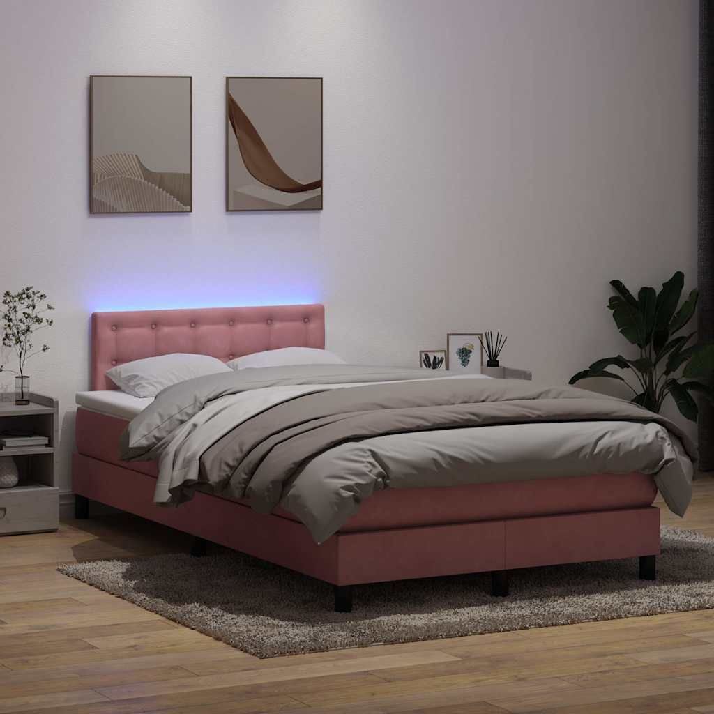 Maison Exclusive - Boxspringbett mit Matratze & LED Rosa 120x220 cm Samt