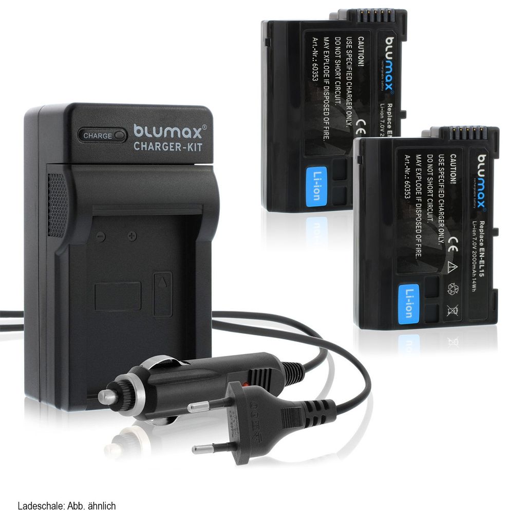 2x Akku + Lader für Nikon EN-EL15 A/B/C Z5 Z6 Z7 II D7500 2000 mAh (7,0V)
